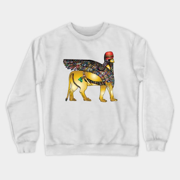 Winged Lion Crewneck Sweatshirt by Mako Design 